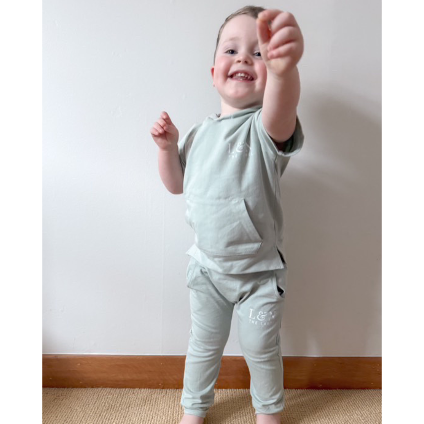 Little & Nurtured aqua green hooded tracksuit