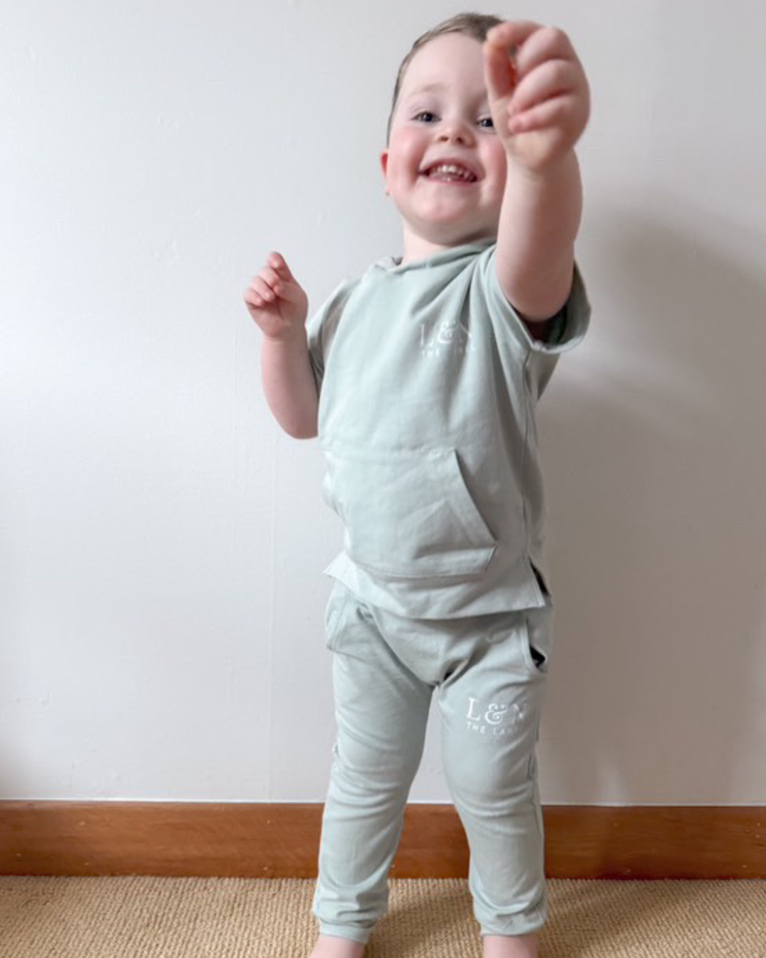 Little & Nurtured aqua green hooded tracksuit